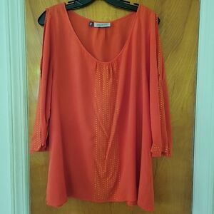 Jennifer Lopez Cold Shoulder Blouse with Gold Studs - Size XL